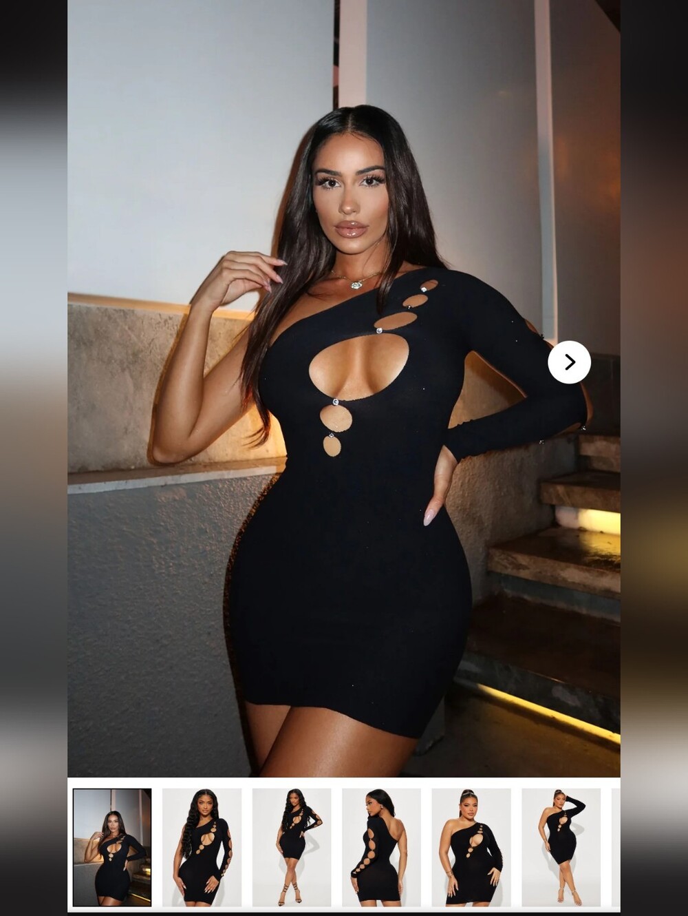 Black One-Shoulder Cutout Bodycon Dress